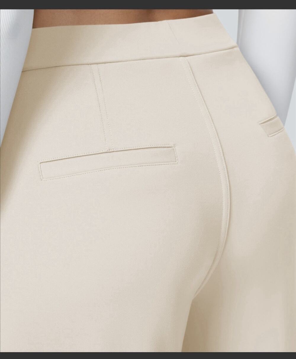 Halara Sz L Large Ivory Cream High Waist Pockets Flex Straight Leg Work Pant